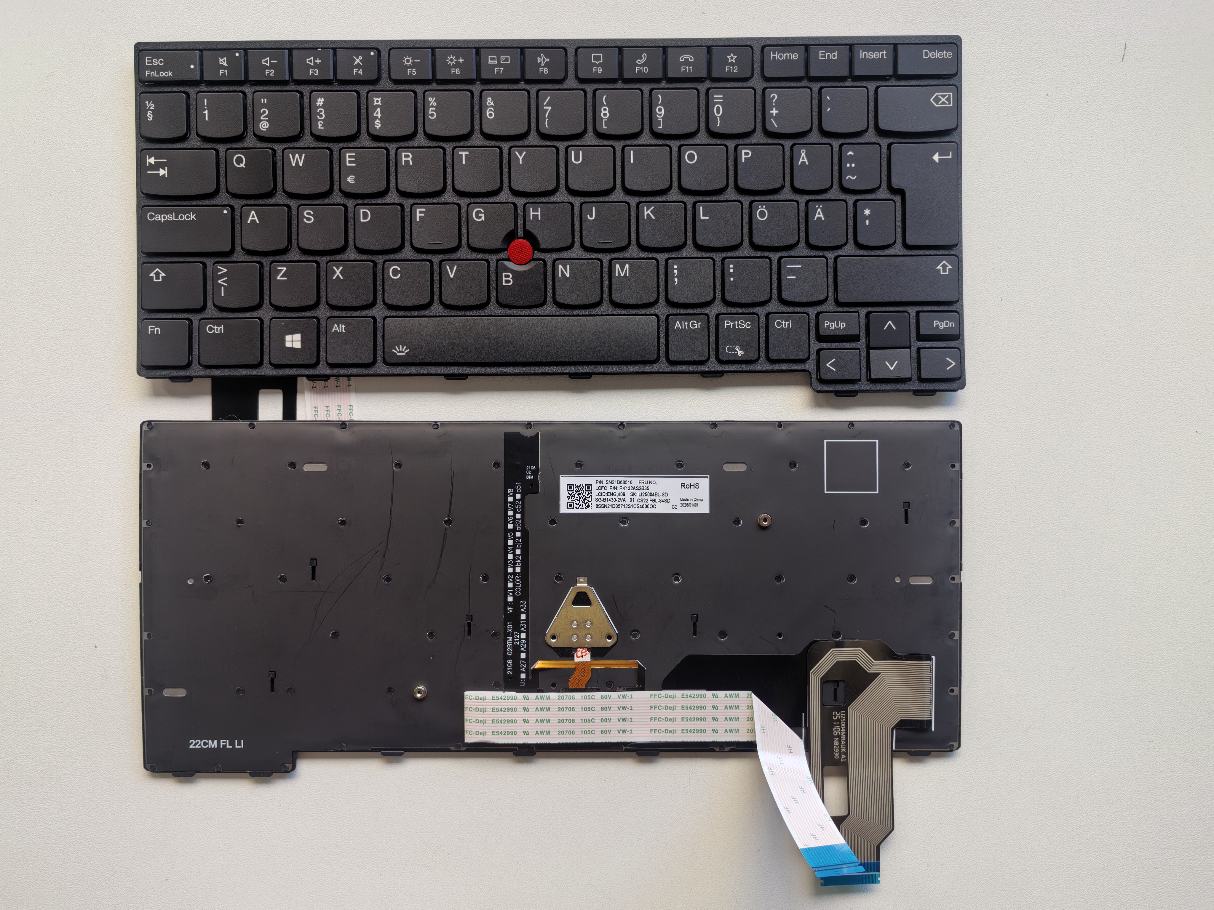 Picture of New Replacement Laptop Keyboard For IBM T14 third generation/T14 GEN3/L14 GEN3/P14S GEN3 BLACK FRAME BLACK With Point Backlit (OEM) Other Language Layout